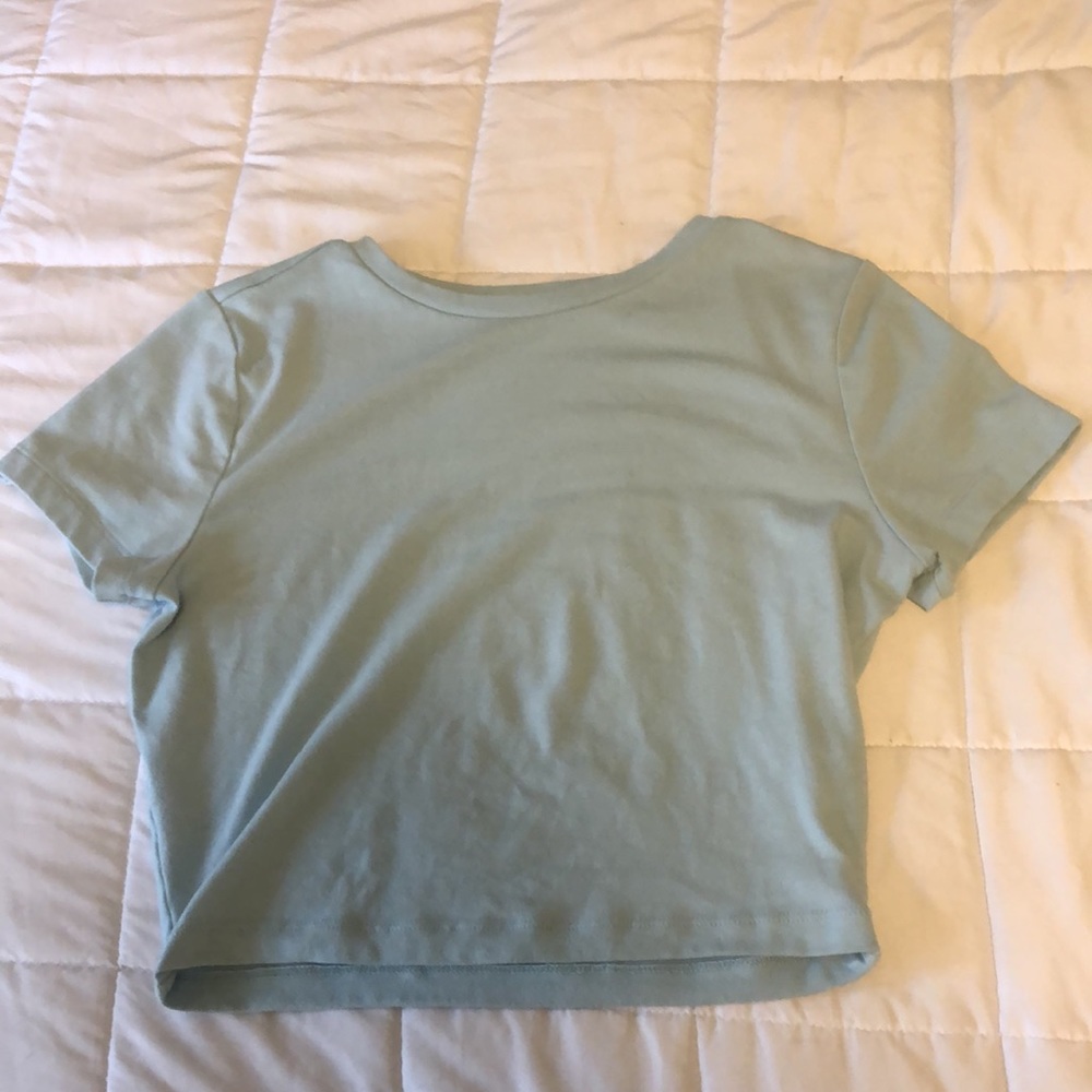 Teal cropped shirt